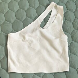 Abercrombie & Fitch White Asymmetrical Cut Out Tank Top